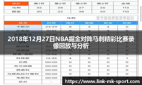 2018年12月27日NBA掘金对阵马刺精彩比赛录像回放与分析