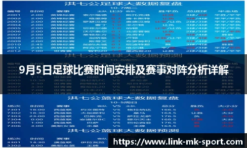 9月5日足球比赛时间安排及赛事对阵分析详解